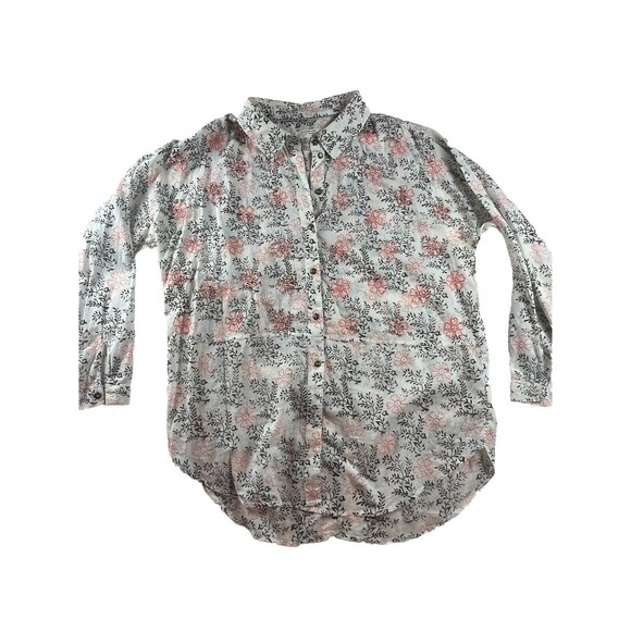 Anthropologie Top Womens M/L Enchanted Floral Button Down Lagenlook Embroidered - Picture 1 of 10